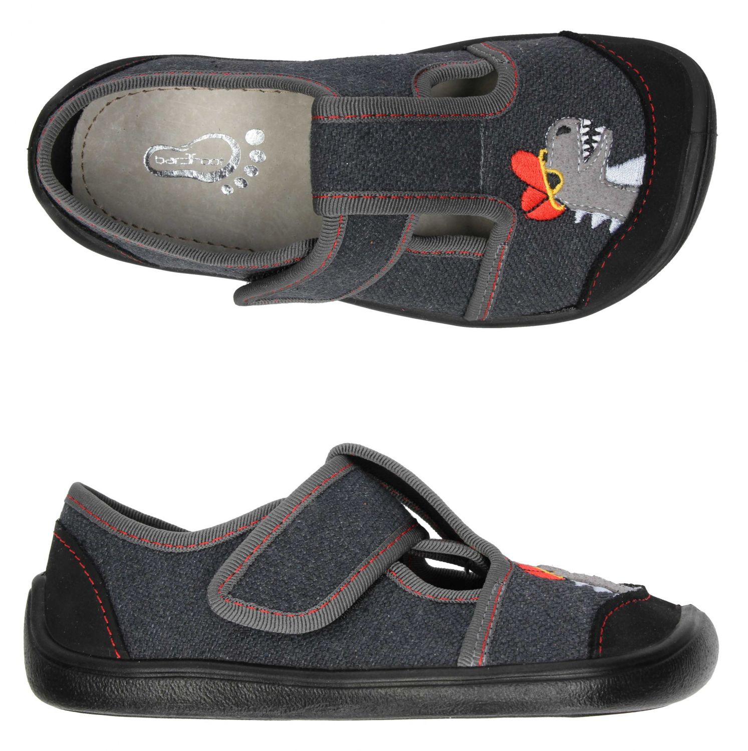 3F Bar3foot  Slippers/ Hausschuhe Elf Nevada 3BE3/18R Schwarz Dino