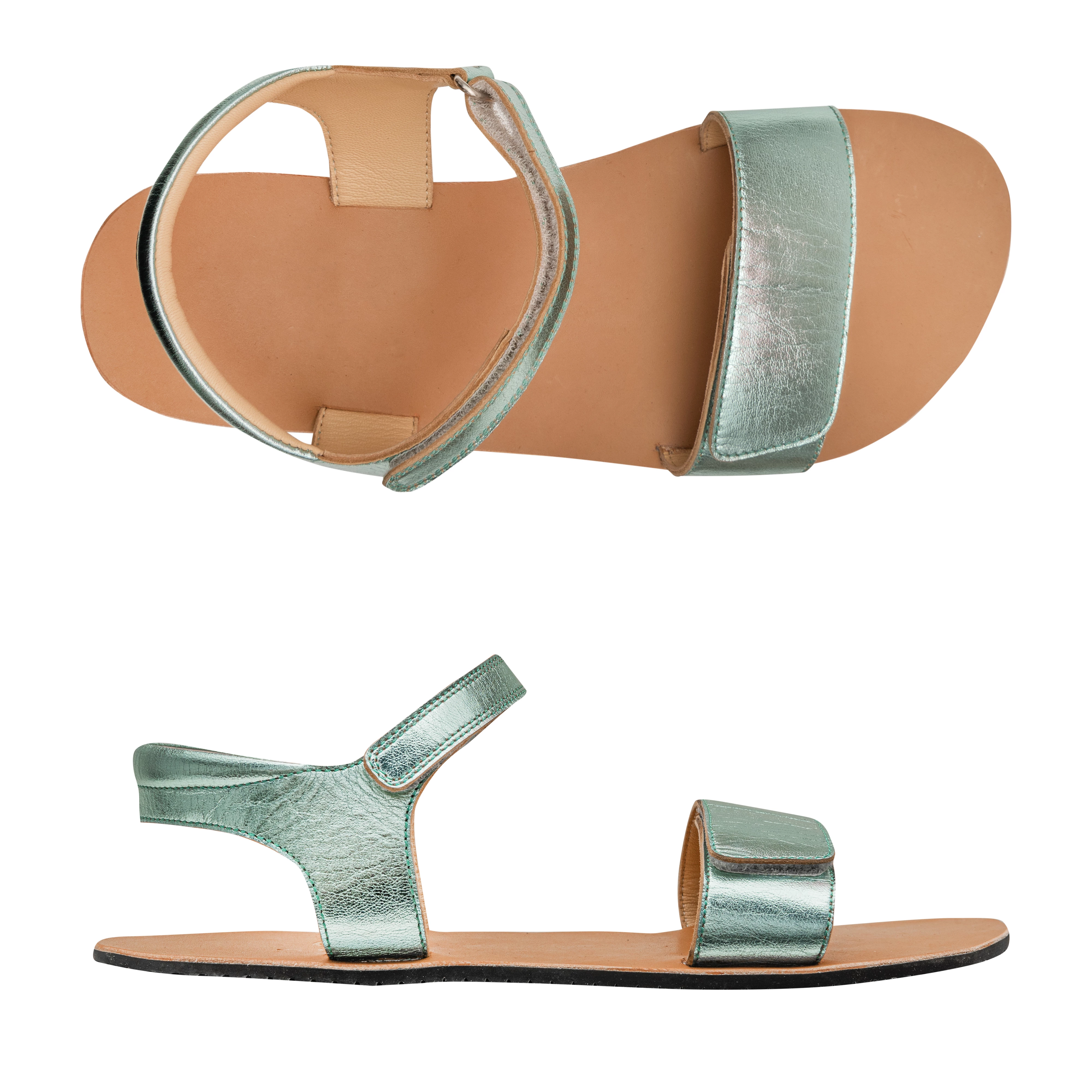 4.Bare Leder Sandalen Fun Mint