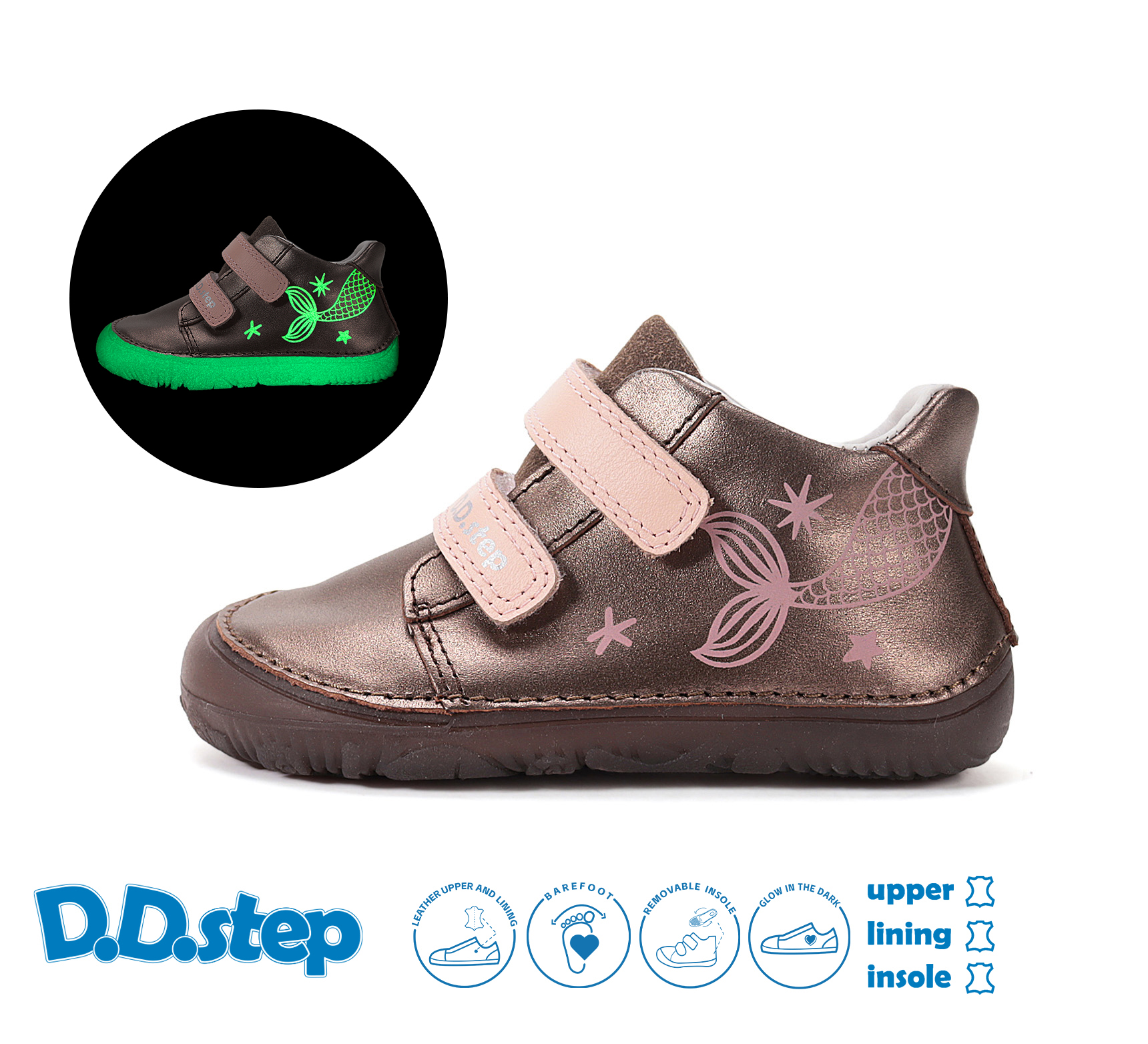 D.D.Step Leder Übergangsschuhe Chocolate