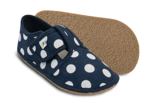 3F Bar3foot Slippers/ Hausschuhe Blau mit weißen Punkten 